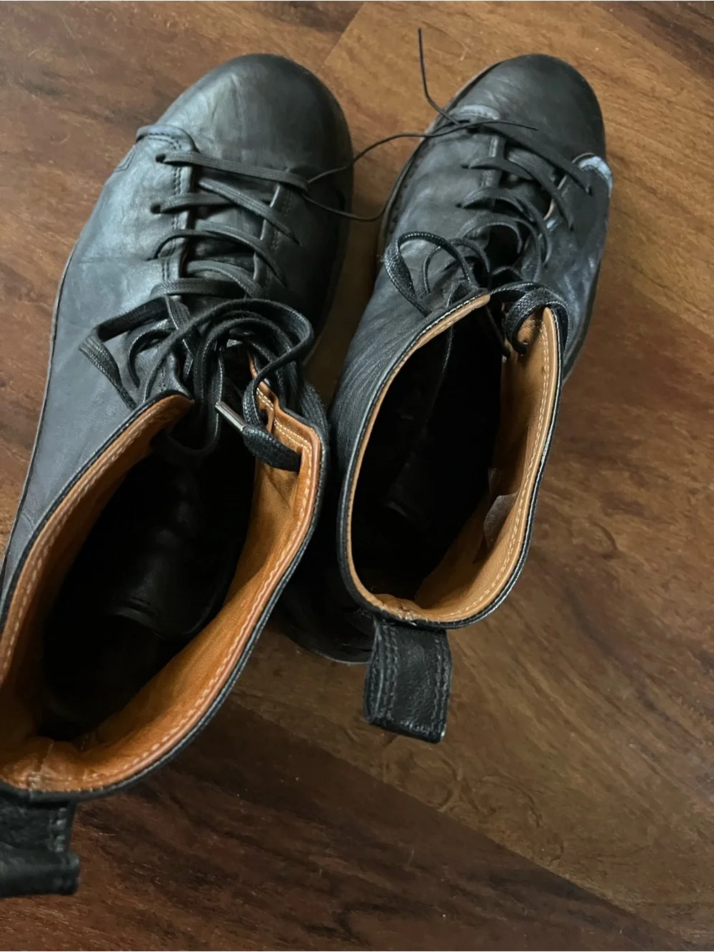 John Varvatos Essex trooper leather black boots men's 13 lace up